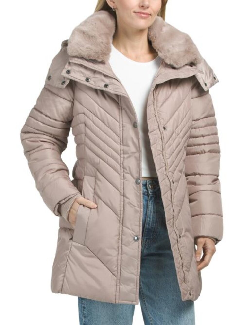 LONDON FOG Missy Club Collar Puffer Coat